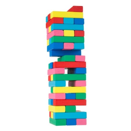 Toy Time Classic Wooden Blocks Stacking Game with Colored Wood and Bag, Indoor/Outdoor Play for Adults/Kids 527843DBQ